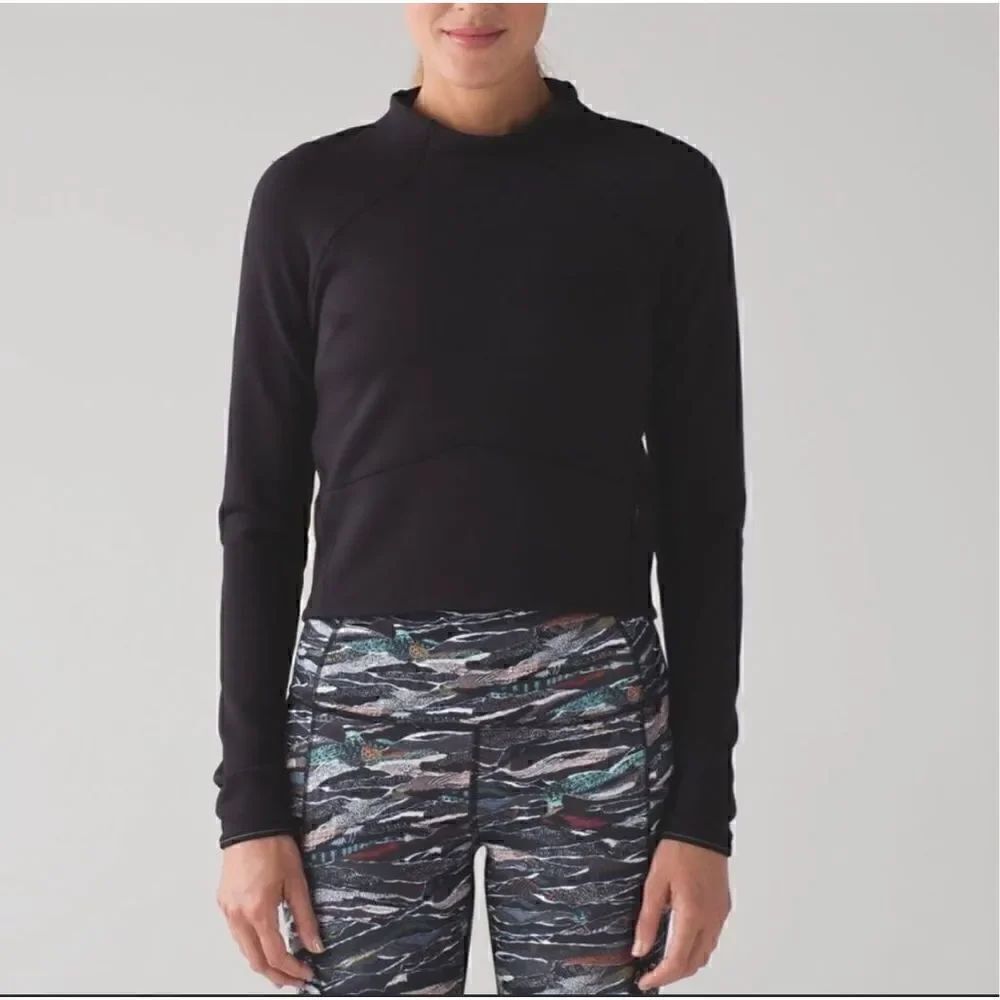 Lululemon Hill & Valley Black Mock Neck Long Sleeve Pullover